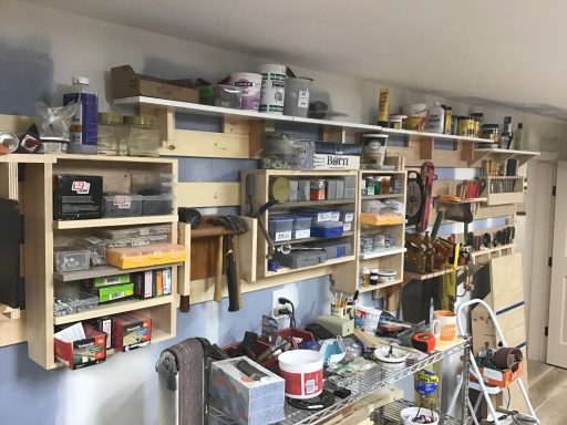 Wall storage in workshop